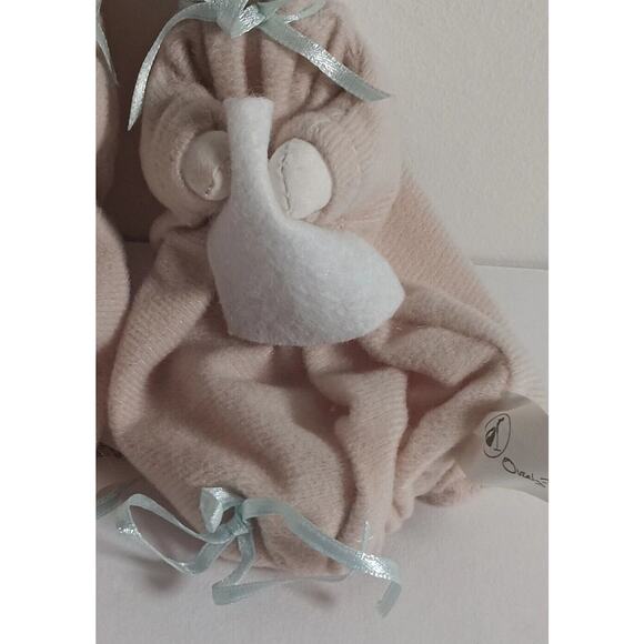 Lot of 3 Overly Raker Finger Puppet Ceramic Face Bunny Rabbit Pouch Blue Ribbon - Picture 8 of 10